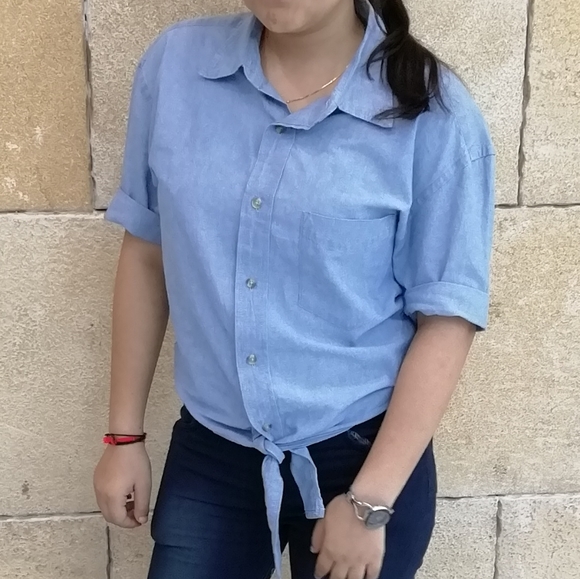 🌞Denim crop shirt - Picture 6 of 6